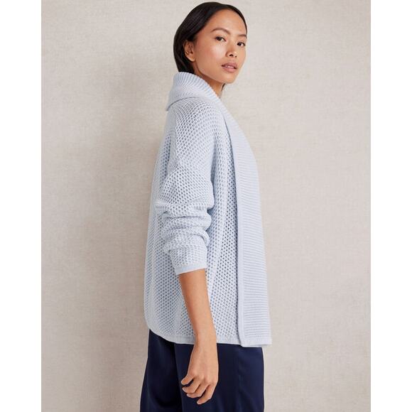 Haven Well Within Organic Cotton Honeycomb Shawl Cardigan Light Blue NWT Large - Picture 5 of 7